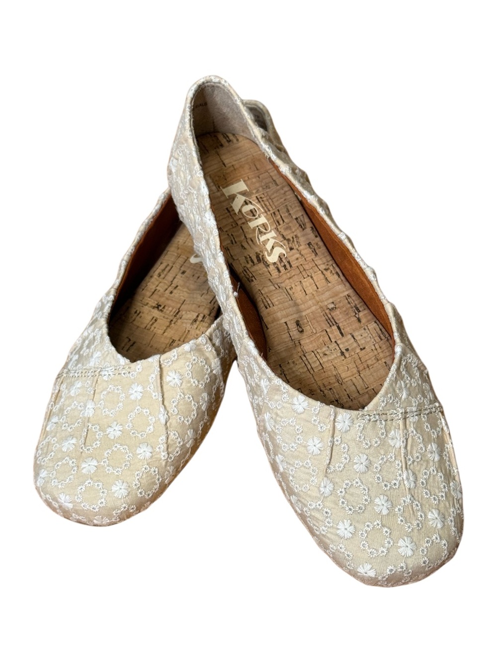 Korks Palmer Cream Eyelet Ballet Flat NWOT